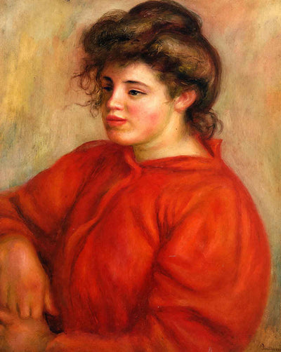 Woman in a Red Blouse art print by Pierre-Auguste Renoir (1908)