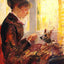 Woman by a Window Feeding Her Dog Art Print 1880 by Mary Cassatt (6 Sizes)