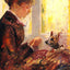 Woman by a Window Feeding Her Dog Art Print 1880 by Mary Cassatt (6 Sizes)
