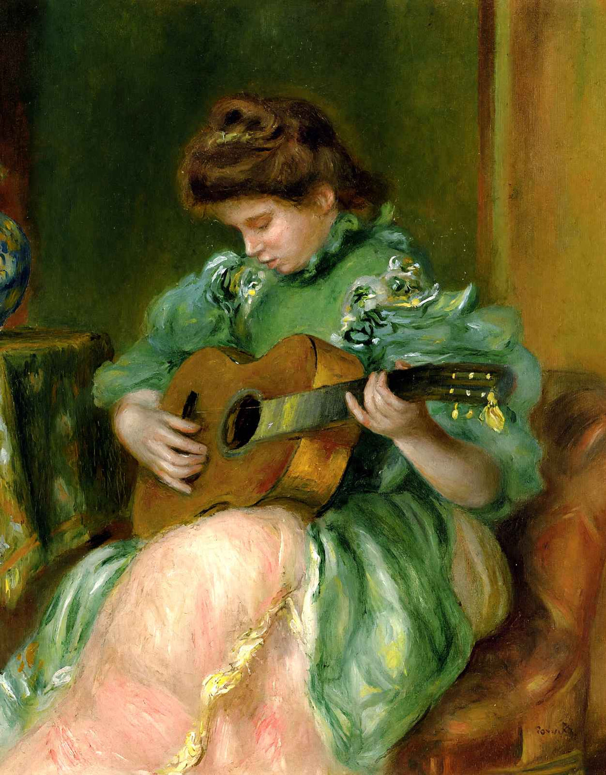 Woman with a Guitar Art Print 1897 Painting by Pierre-Auguste Renoir (6 Sizes)
