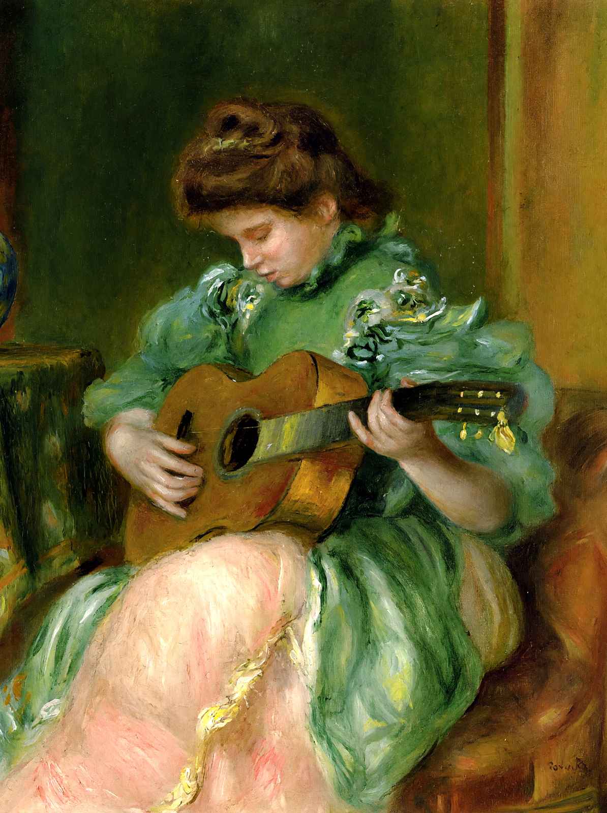 Woman with a Guitar Art Print 1897 Painting by Pierre-Auguste Renoir (6 Sizes)