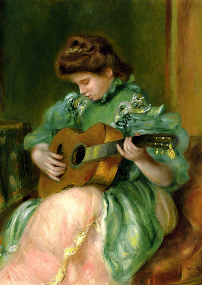 Woman with a Guitar Art Print 1897 Painting by Pierre-Auguste Renoir (6 Sizes)