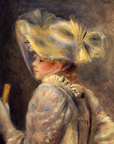 Woman in a White Hat fine art print by Pierre-Auguste Renoir (1890)