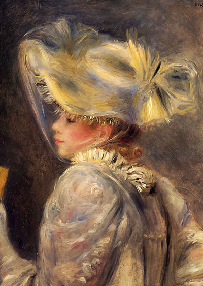 Woman in a White Hat Fine Art Print 1890 by Pierre-Auguste Renoir (6 Sizes)