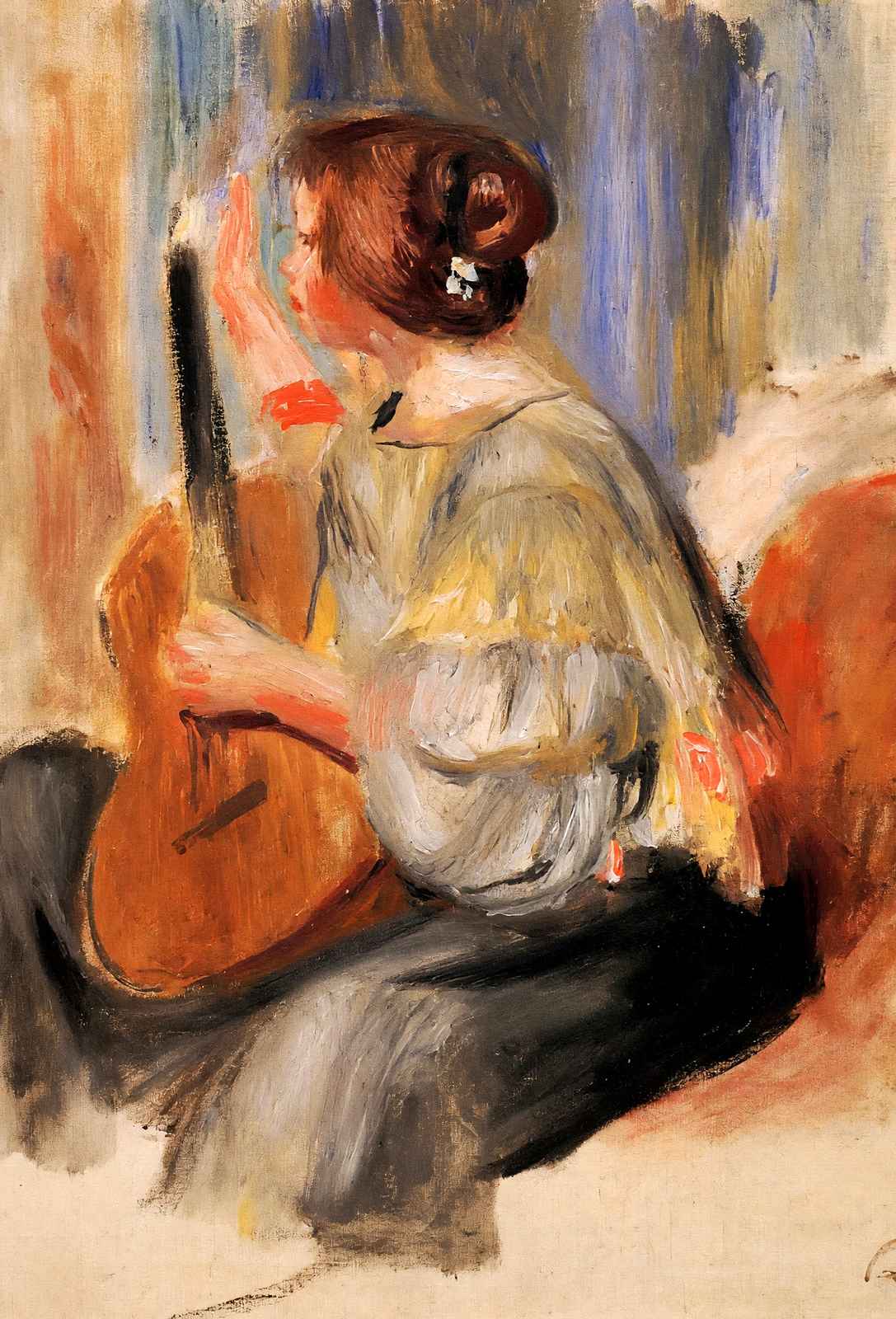 Woman with Guitar Fine Art Print Painting by Pierre-Auguste Renoir (6 Sizes)