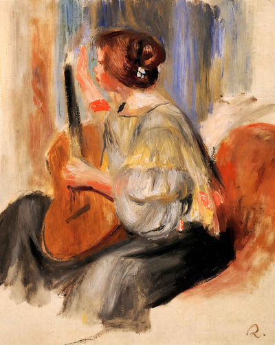 Woman with Guitar art print by Pierre-Auguste Renoir