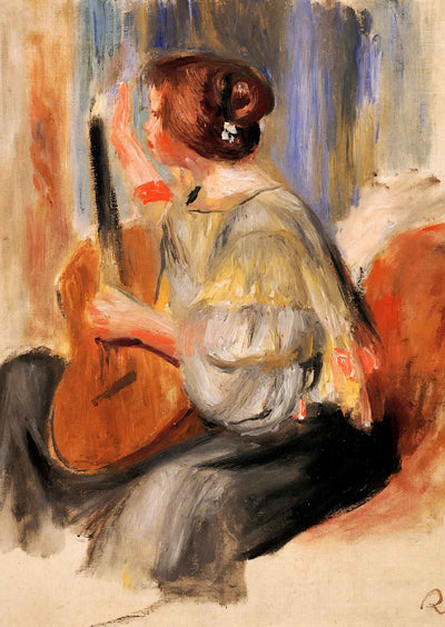 Woman with Guitar Fine Art Print Painting by Pierre-Auguste Renoir (6 Sizes)