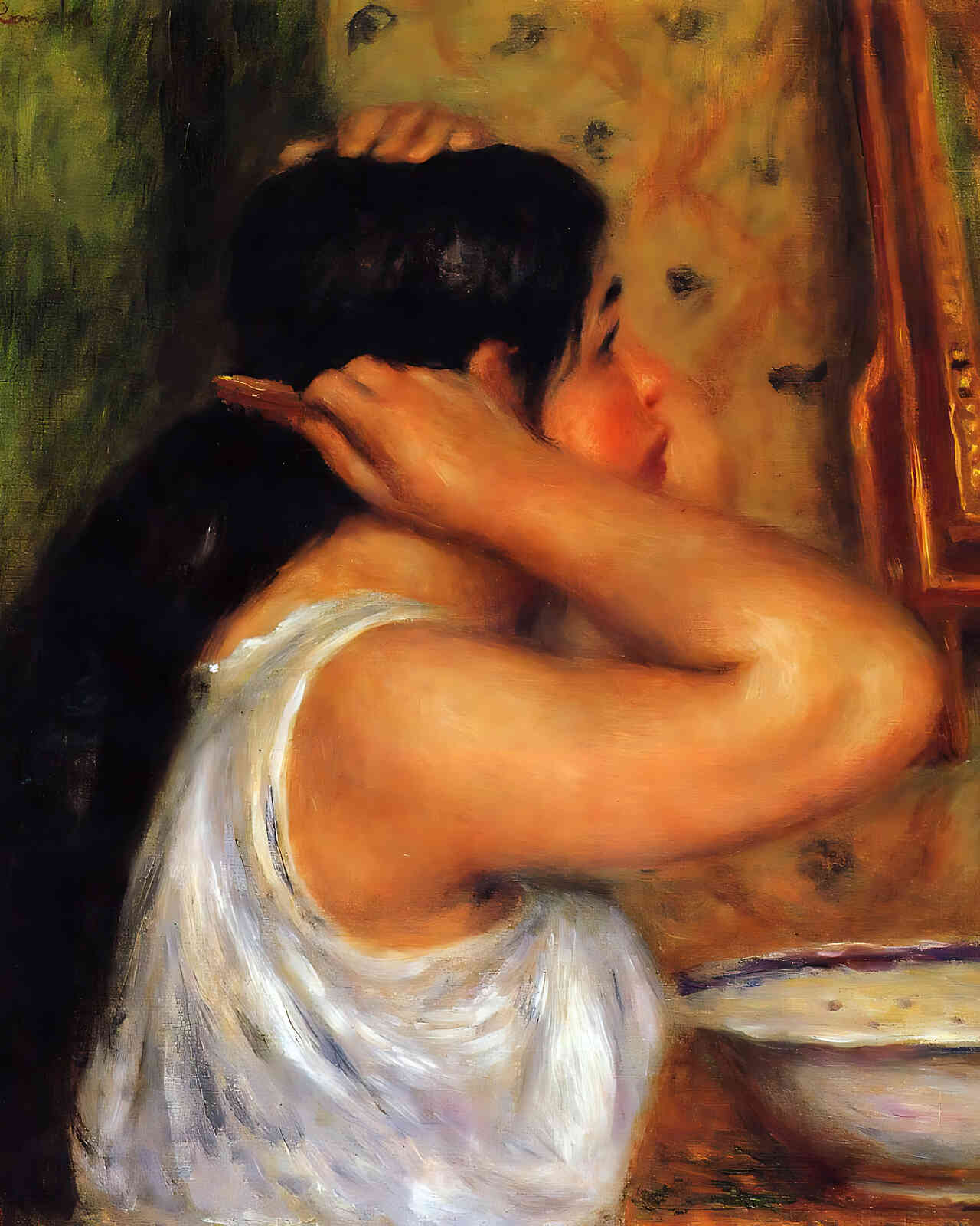 Woman Combing Her Hair Painting by Pierre-Auguste Renoir 8x10" Art Print