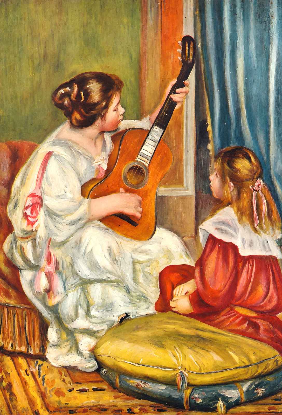 Woman with a Guitar 1897 Painting by Pierre-Auguste Renoir Art Print (6 Sizes)