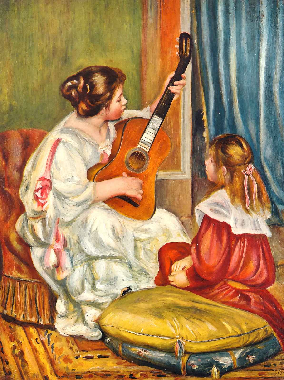 Woman with a Guitar 1897 Painting by Pierre-Auguste Renoir Art Print (6 Sizes)