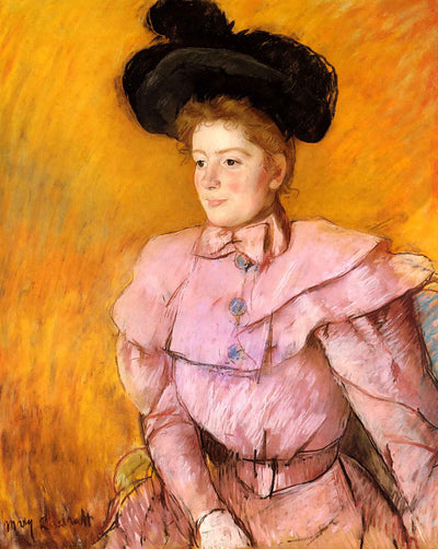 Woman in a Black Hat and a Raspberry Pink Costume fine art print by Mary Cassatt (1900)