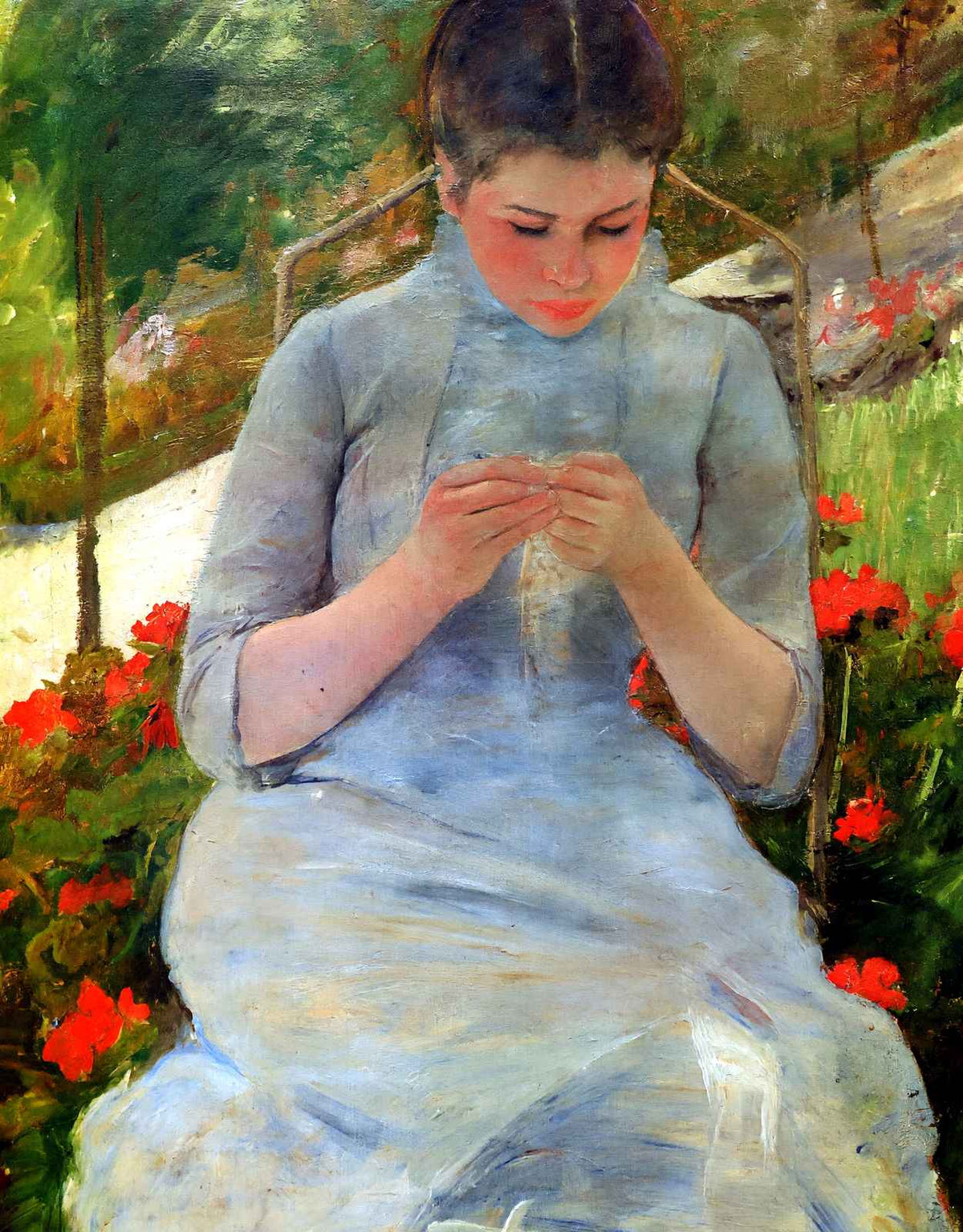 Woman with Needlework 1882 Painting by Mary Cassatt Art Print (6 Sizes)