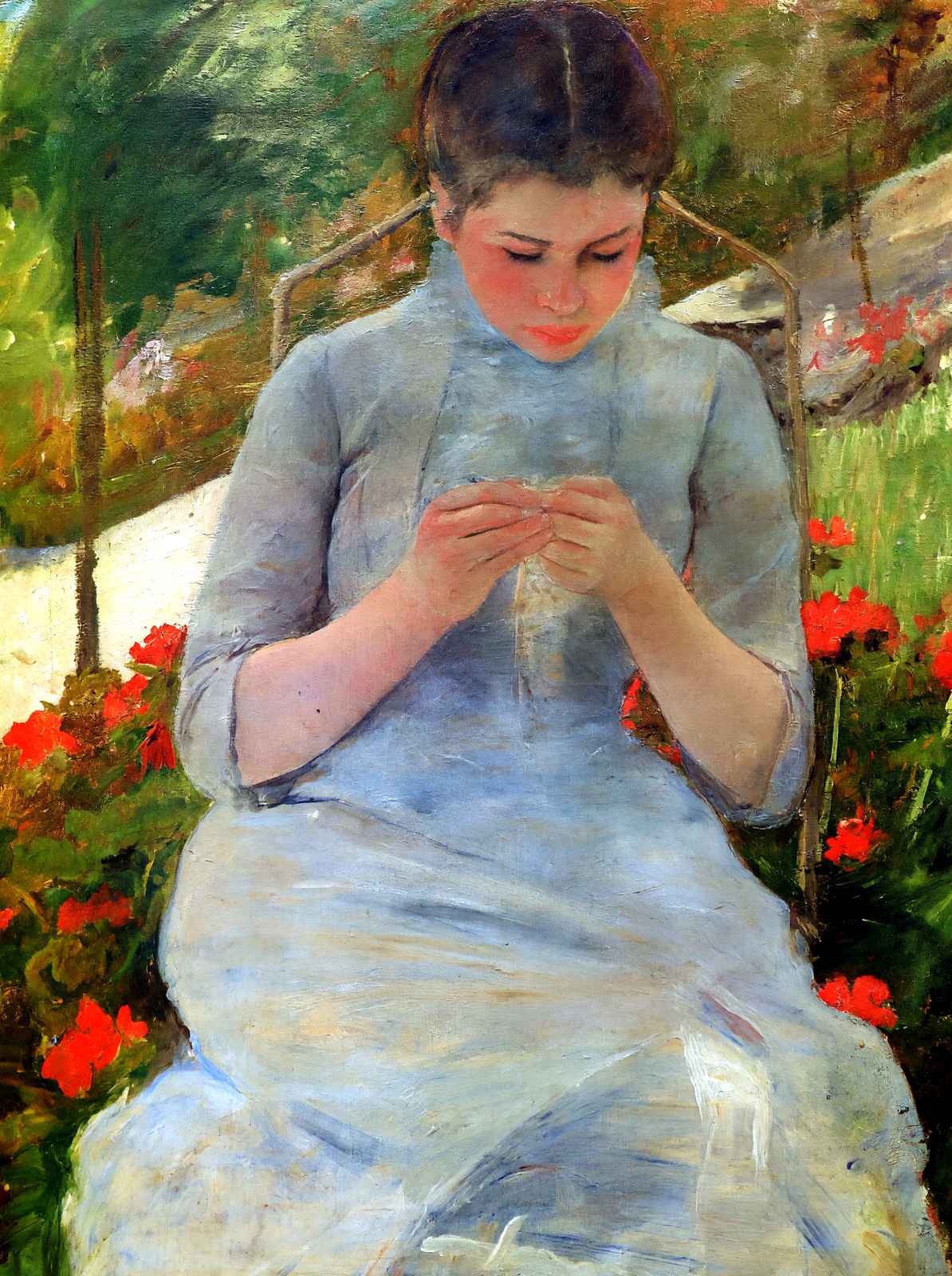 Woman with Needlework 1882 Painting by Mary Cassatt Art Print (6 Sizes)