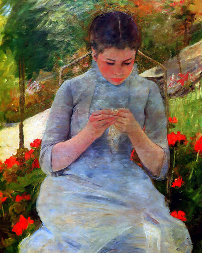 Woman with Needlework Painting by Mary Cassatt 8x10" Art Print (Archival Paper)