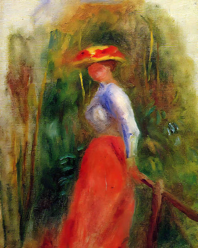 Woman in a Landscape Painting by Pierre-Auguste Renoir 8x10" Art Print
