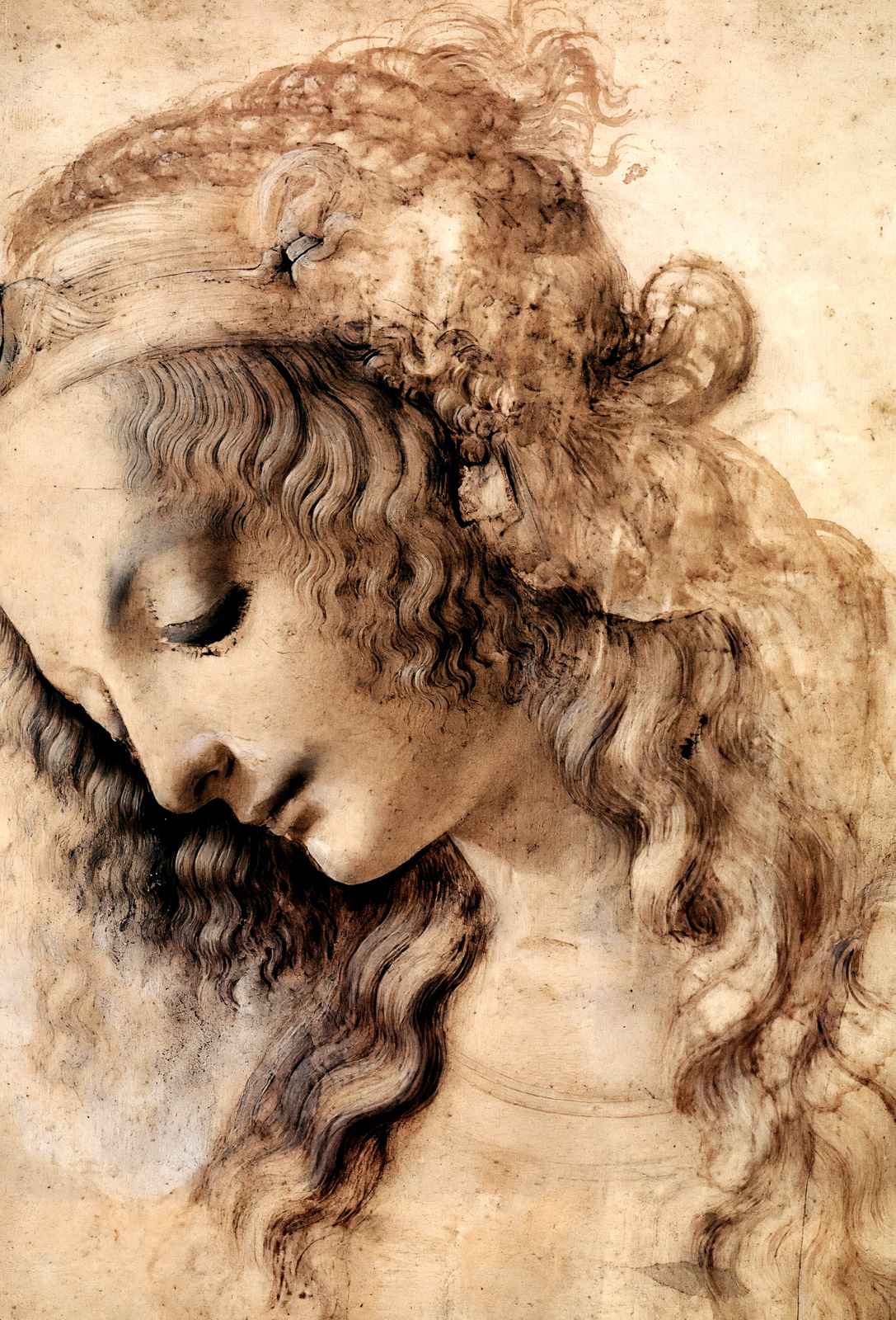 Woman's Head Art Print 1473 Drawing by Leonardo da Vinci (6 Sizes) - Enhanced