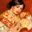Woman with a Fan painting by Pierre-Auguste Renoir (1906)