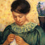 Woman Sewing art print by Mary Cassatt (1914)