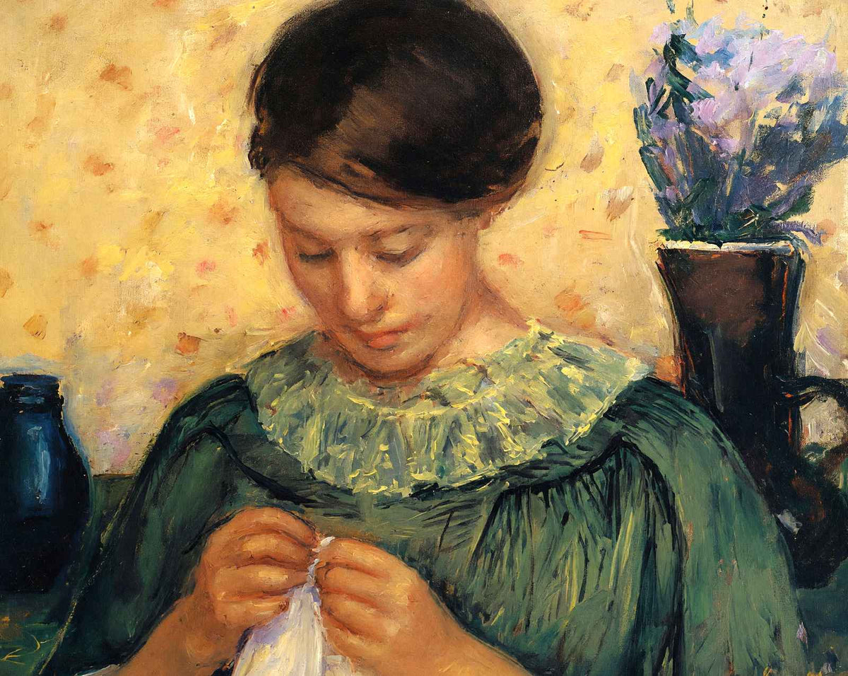 Woman Sewing art print by Mary Cassatt (1914)