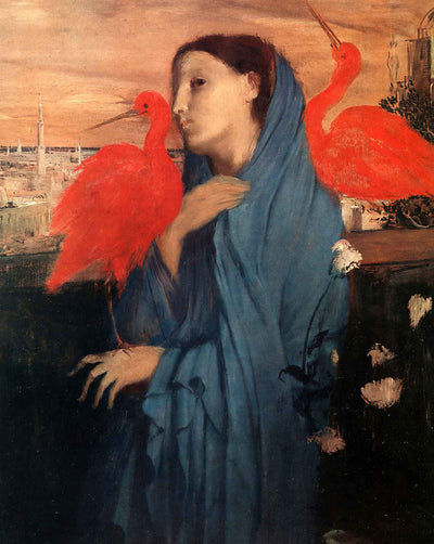 Woman on a Terrace (Young Woman and Ibis) painting print by Edgar Degas (1857)