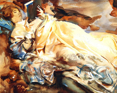 Woman Reading in a Cashmere Shawl fine art print by John Singer Sargent (1909)