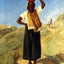 Woman Carrying a Pitcher on Her Head Art Print 1855 by Pissarro (6 Sizes)
