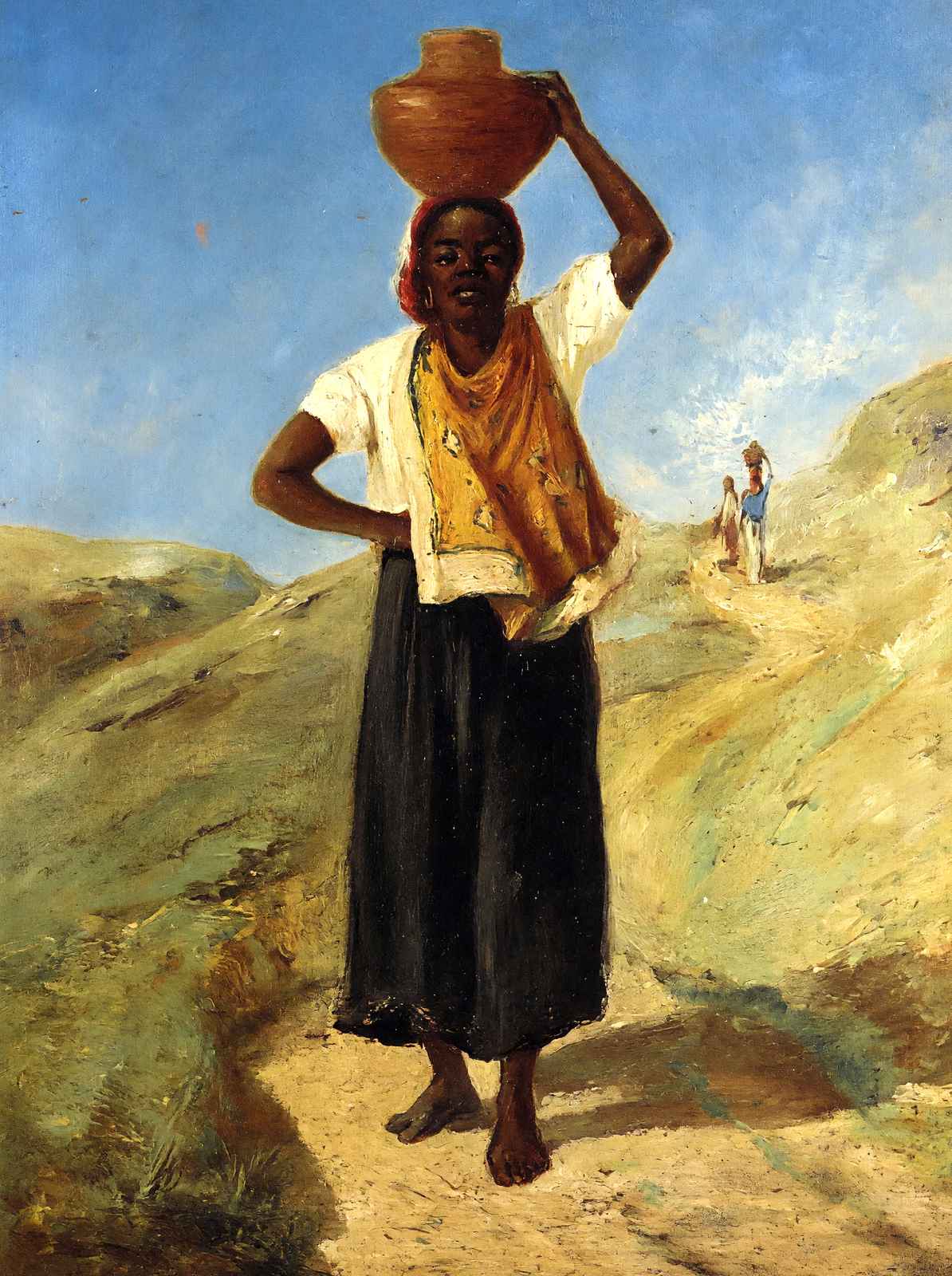 Woman Carrying a Pitcher on Her Head Art Print 1855 by Pissarro (6 Sizes)
