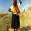 Woman Carrying a Pitcher on Her Head art print by Camille Pissarro (1855)