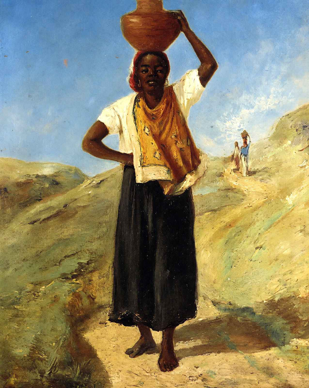 Woman Carrying a Pitcher on Her Head art print by Camille Pissarro (1855)