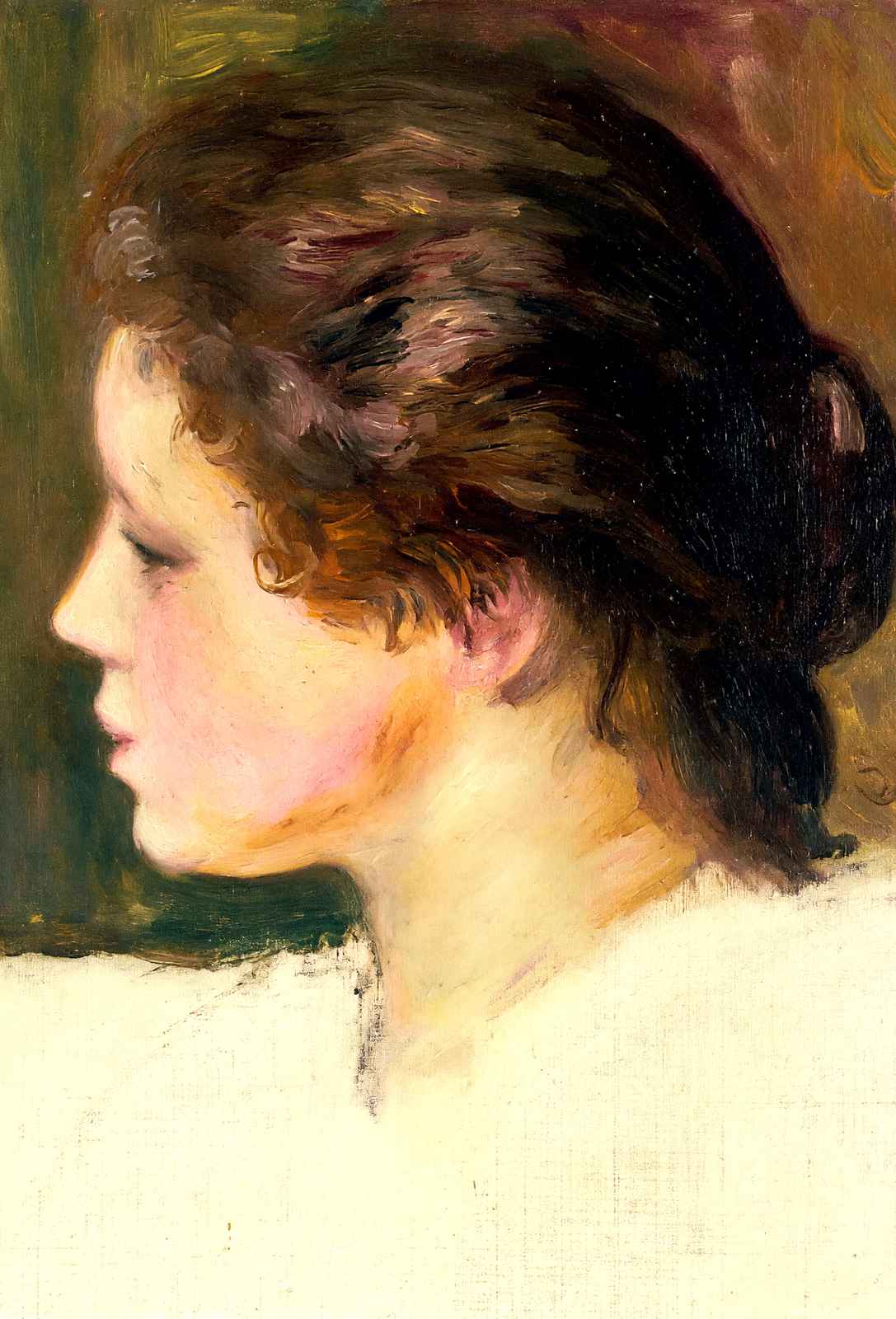 Woman`s Head 1887 Painting by Pierre-Auguste Renoir Art Print (6 Sizes)