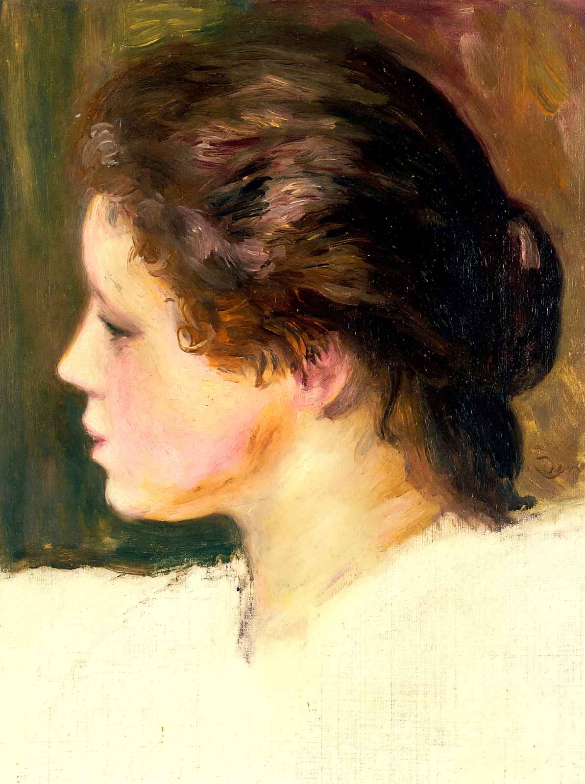 Woman`s Head 1887 Painting by Pierre-Auguste Renoir Art Print (6 Sizes)