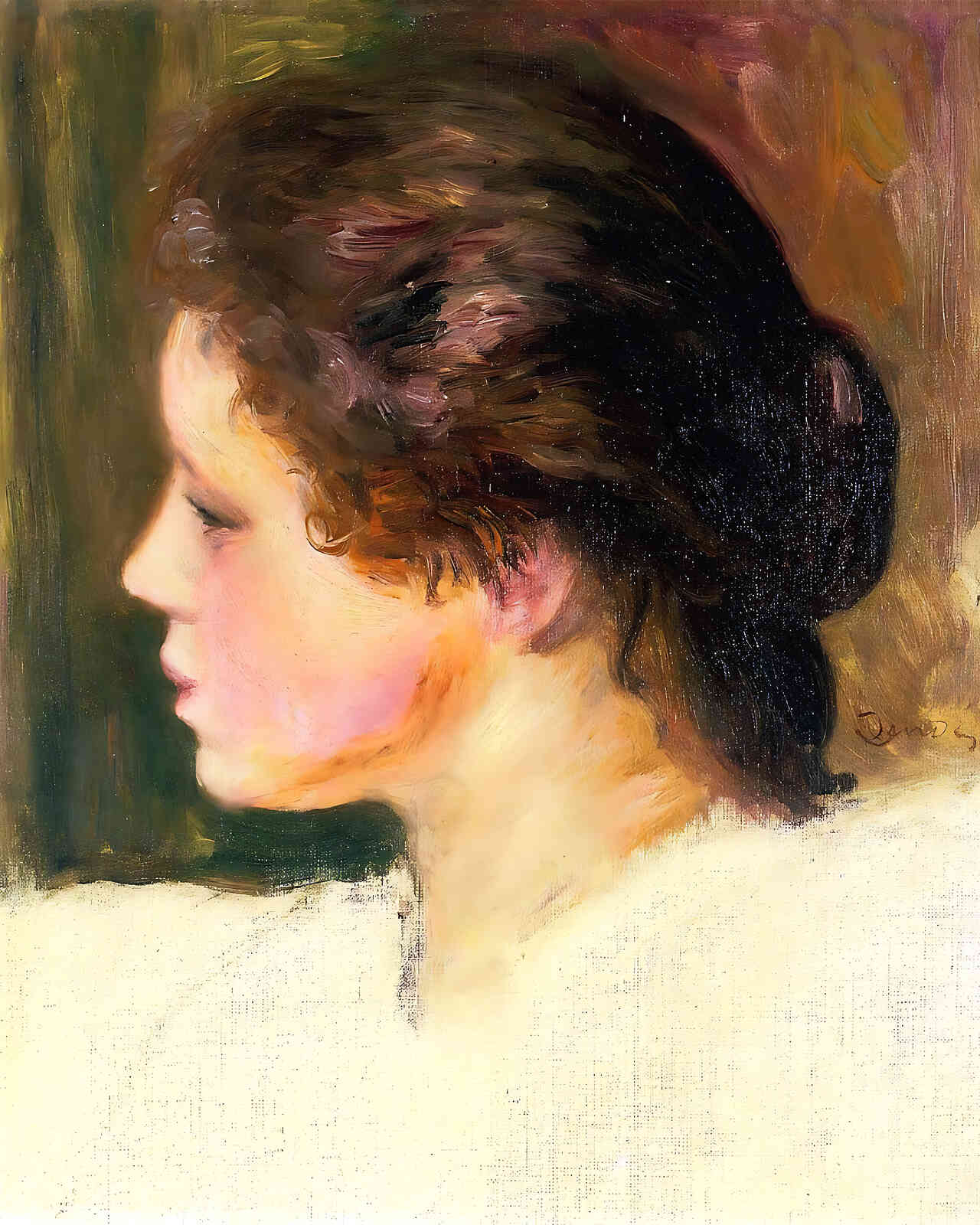 Woman`s Head Painting by Pierre-Auguste Renoir 8x10" Art Print - Restored