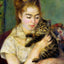 Woman with a Cat Fine Art Print 1875 Painting by Pierre-Auguste Renoir (6 Sizes)