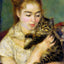 Woman with a Cat Fine Art Print 1875 Painting by Pierre-Auguste Renoir (6 Sizes)