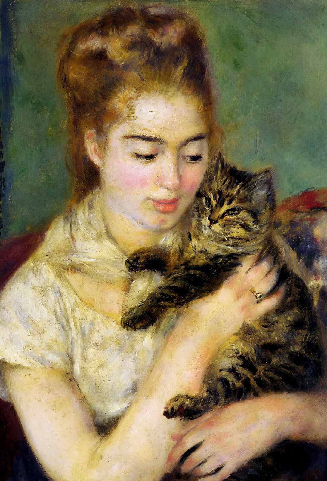 Woman with a Cat Fine Art Print 1875 Painting by Pierre-Auguste Renoir (6 Sizes)