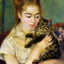Woman with a Cat Fine Art Print 1875 Painting by Pierre-Auguste Renoir (6 Sizes)