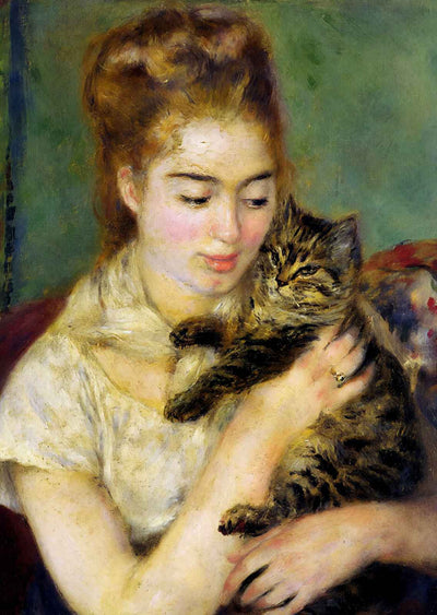 Woman with a Cat Fine Art Print 1875 Painting by Pierre-Auguste Renoir (6 Sizes)