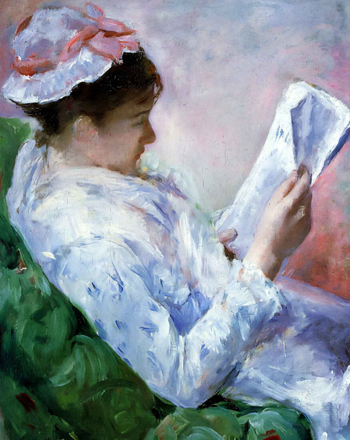 Woman Reading fine art print by Mary Cassatt (1879)