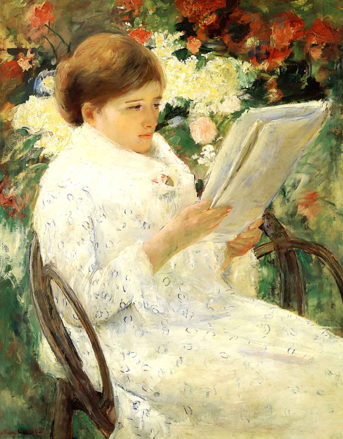Woman Reading in a Garden Art Print 1880 Painting by Mary Cassatt (6 Sizes)