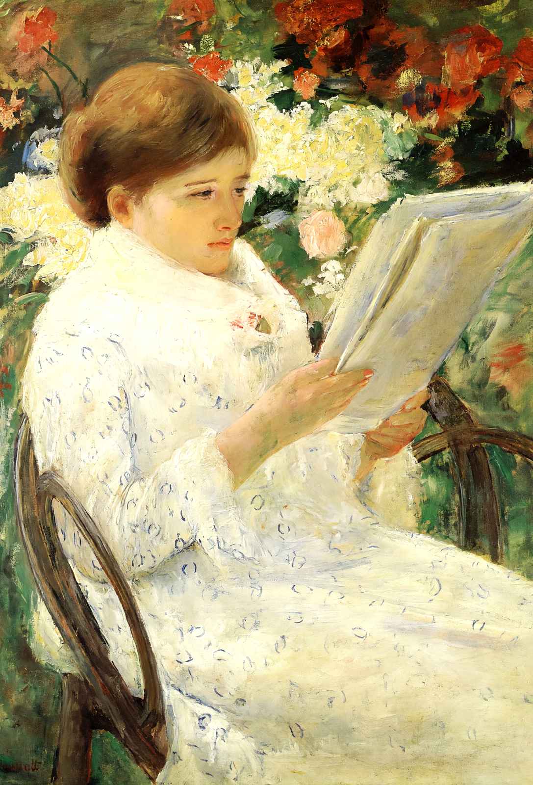 Woman Reading in a Garden Art Print 1880 Painting by Mary Cassatt (6 Sizes)