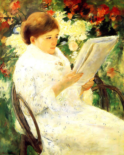 Woman Reading in a Garden Painting by Mary Cassatt 8x10" Art Print - Acid Free
