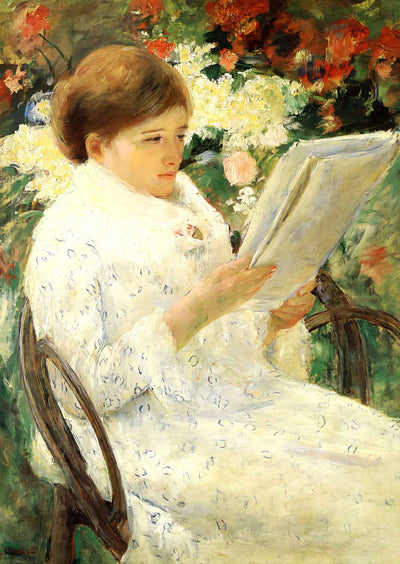 Woman Reading in a Garden Art Print 1880 Painting by Mary Cassatt (6 Sizes)