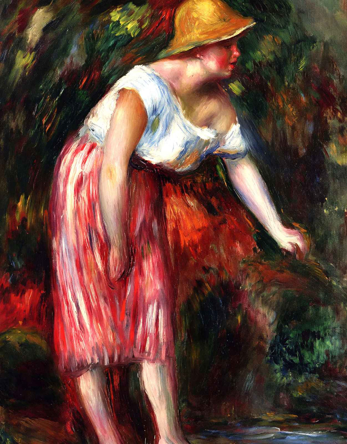 Woman in a Straw Hat Art Print Painting by Pierre-Auguste Renoir (6 Sizes)