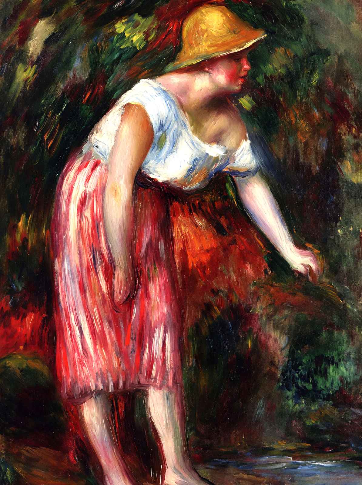 Woman in a Straw Hat Art Print Painting by Pierre-Auguste Renoir (6 Sizes)
