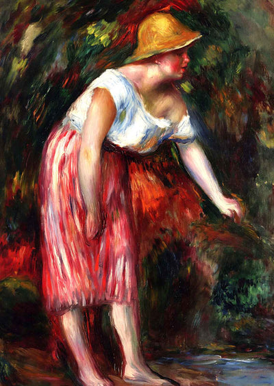 Woman in a Straw Hat Art Print Painting by Pierre-Auguste Renoir (6 Sizes)