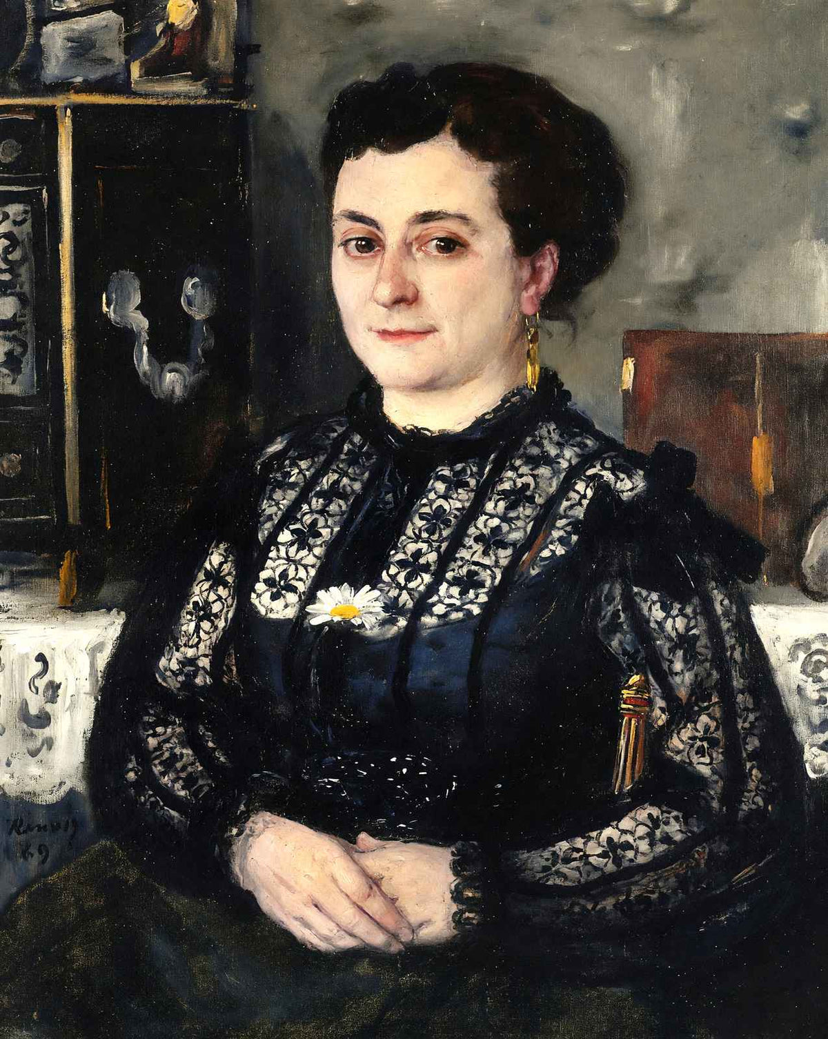 Woman in a Lace Blouse art print by Pierre-Auguste Renoir (1869)