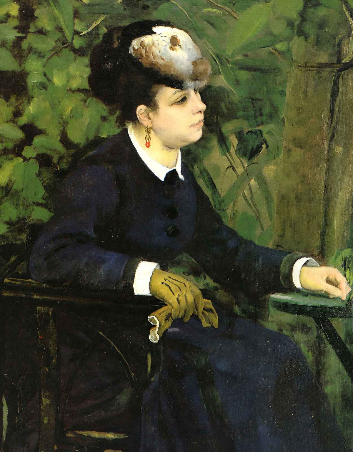 Woman in a Garden (Woman with a Seagull) 1868 by Renoir Art Print (6 Sizes)