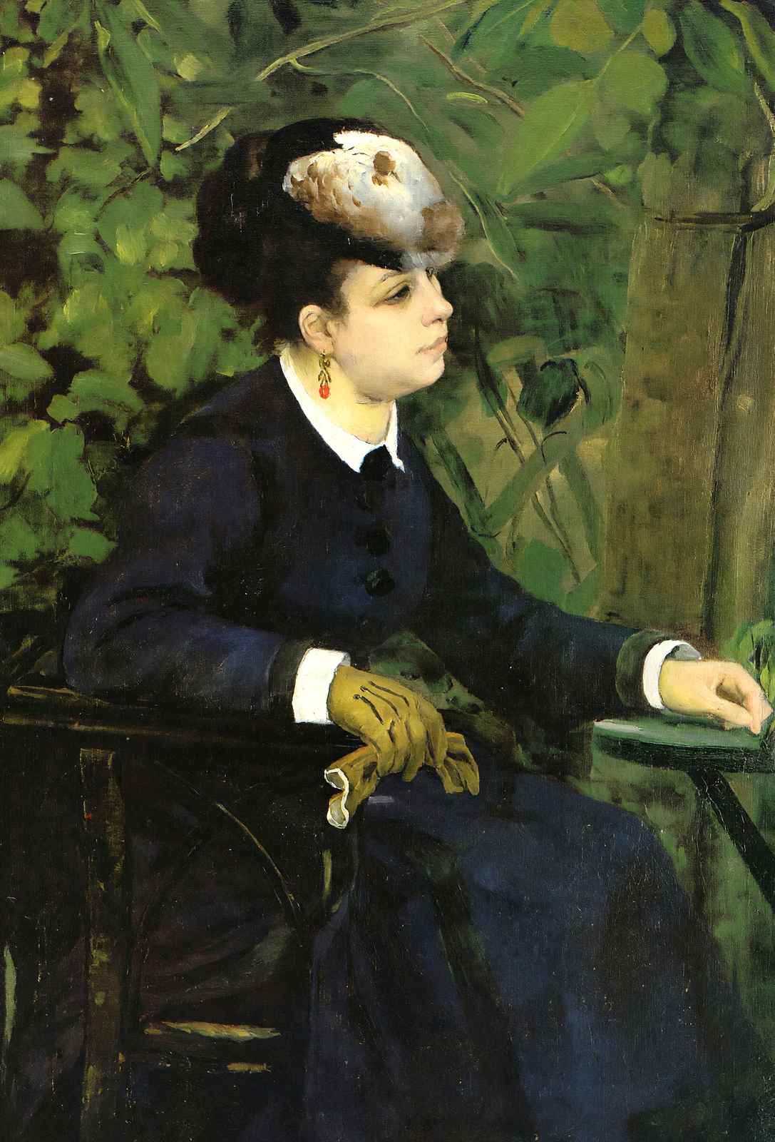 Woman in a Garden (Woman with a Seagull) 1868 by Renoir Art Print (6 Sizes)