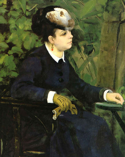 Woman in a Garden (Woman with a Seagull) painting print by Pierre-Auguste Renoir (1868)