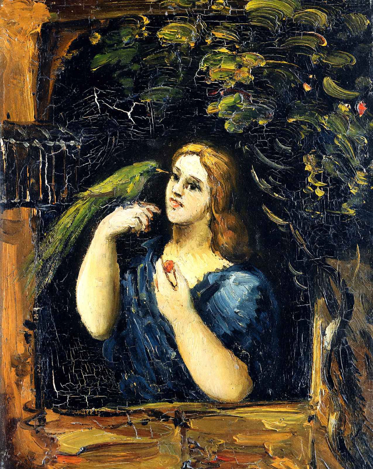 Woman with Parrot art print by Paul Cezanne (1864)